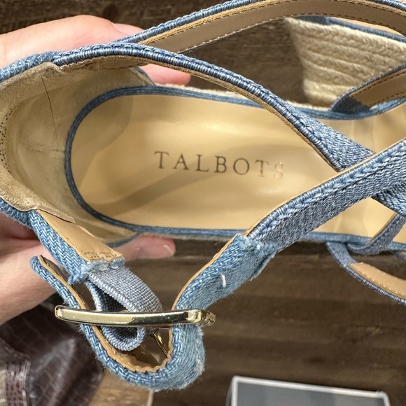 Talbots Lyndsay Strappy Denim Espadrille Wedges - Size 6.5M - Picture 3 of 8